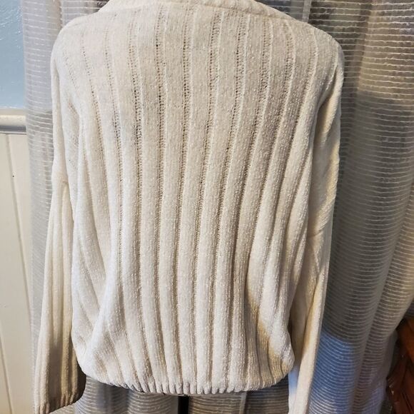 No Boundaries cream ribbed crew neck varsity sweater sz xl - Picture 3 of 6